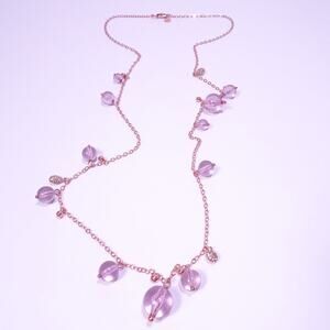 J.Crew Women's Pink Rose Gold Crystal Glass Ball Pendant Necklace NWOT 89